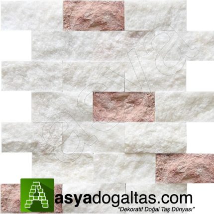 5x10 Beyaz Mermer Mix Patlatma Taş Duvar Kaplama - AD3016